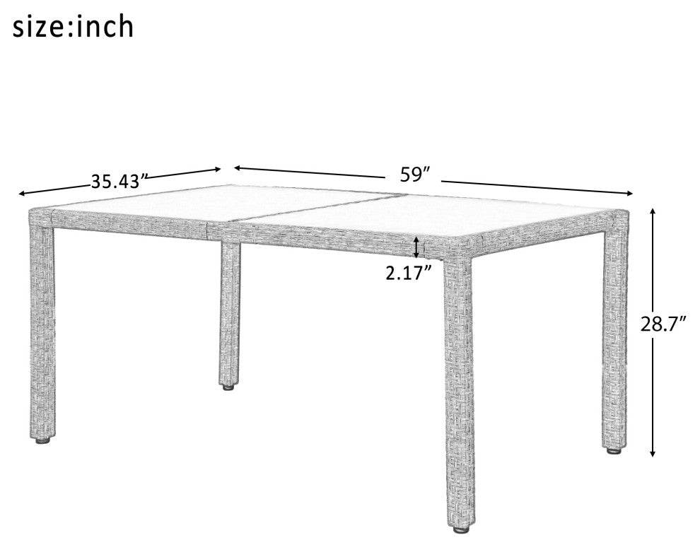 7 Pieces Outdoor Patio Wicker Dining Table Set With Cushion