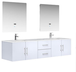 Geneva Transitional Glossy White 80" Double Vanity Set