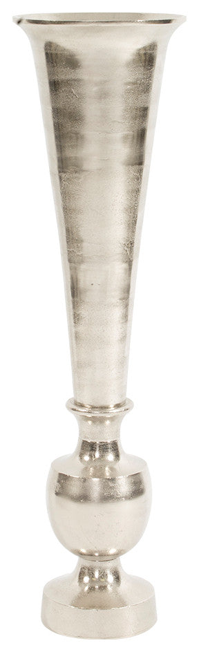 Howard Elliott Oversized Flared Silver Aluminum Vase, Large