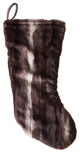 Faux Fur Christmas Stocking, Mink Brown White Striped Plush