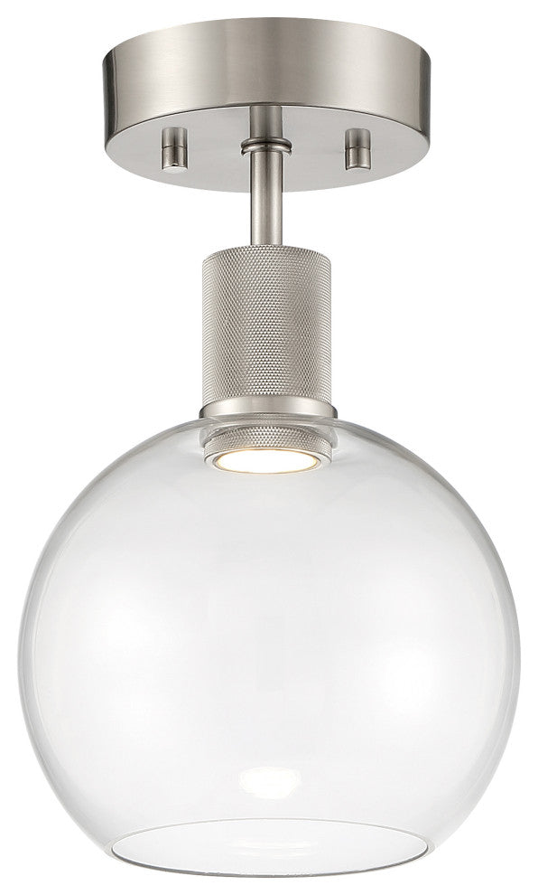 Access Port Nine 1-Light Burgundy LED Semi-Flush Brushed Steel