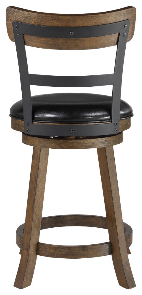 Riverside Walnut High Back Wood and Metal Bar Stool, 36.5 in.