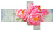 Pink Peony Flowers in White Vase, Floral Canvas Art Print, 60"x32", 5 panels