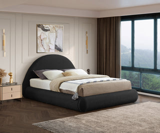 Rudy Beige Teddy Fabric Full Bed, Black, Queen