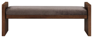 Sonia Upholstered Bench, Brown, Velour Fur Fabric, Brown Finish