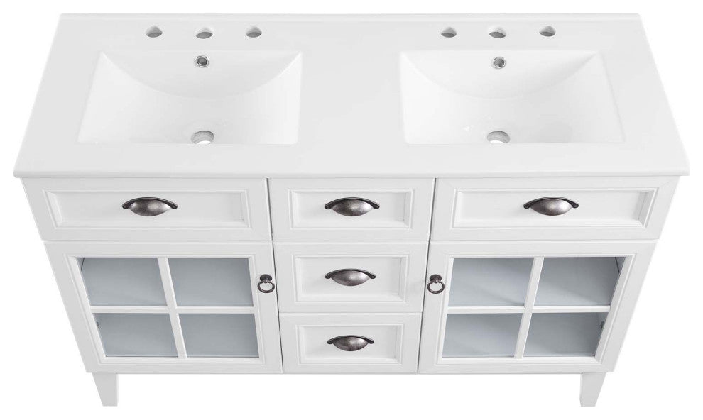 Isle 48" Double Bathroom Vanity Cabinet White White