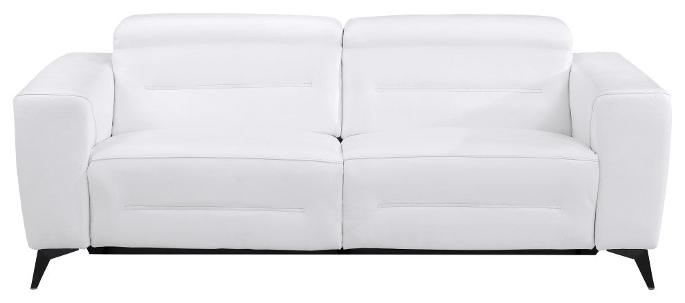 Arezzo Genuine Italian Leather Modern Sofa, White