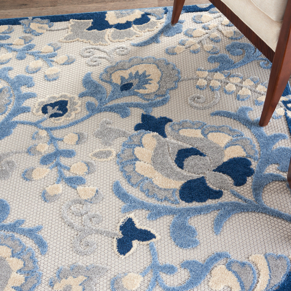 Nourison Aloha 6' x 9' Blue/Grey Farmhouse Area Rug