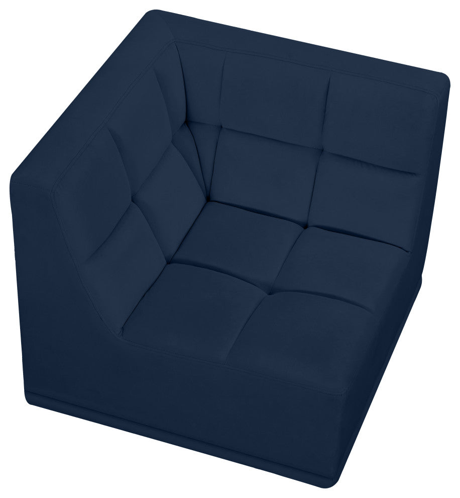 Relax Velvet Upholstered Corner Chair, Navy