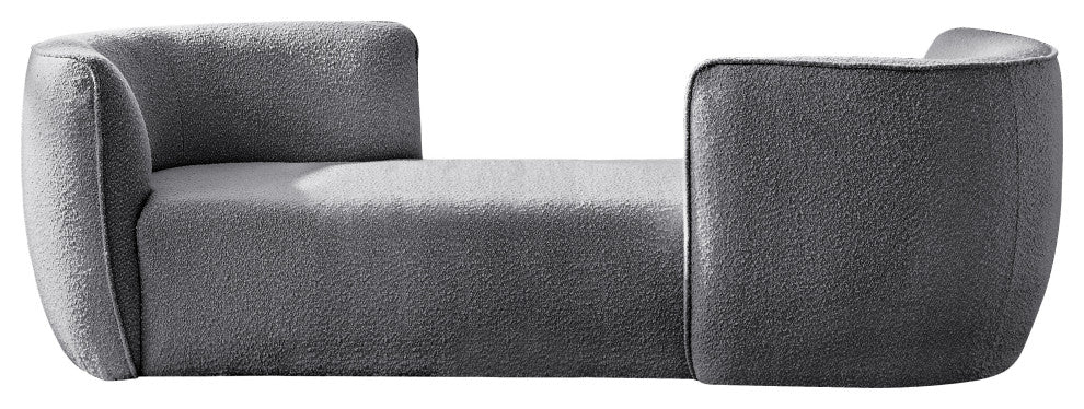 Hilton Boucle Fabric Upholstered Chaise Lounge, Grey