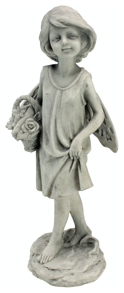Rose Garden Fairy With Basket Statue