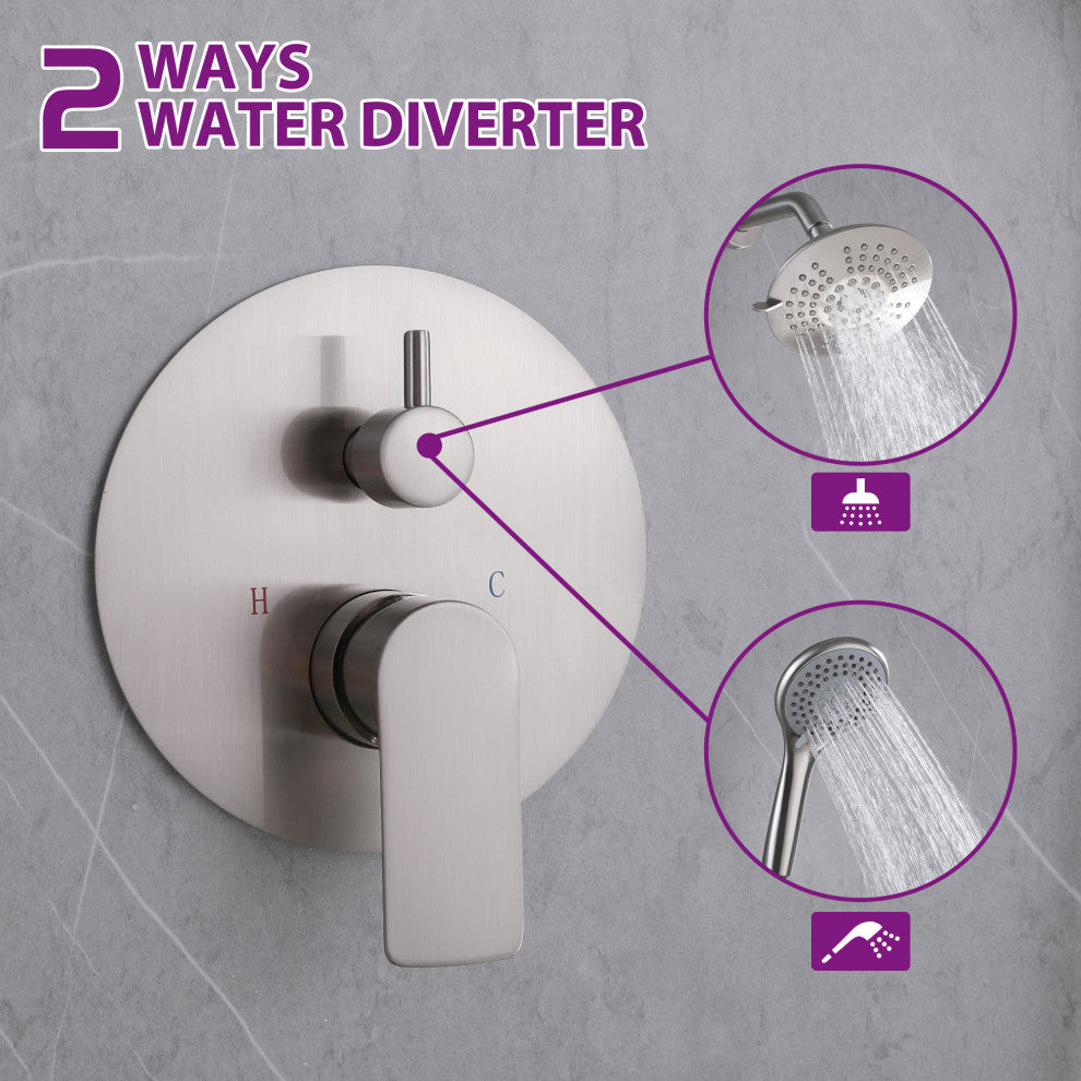 Pressure Balanced Shower Faucet with 3-Setting Handheld Shower, Brushed Nickel