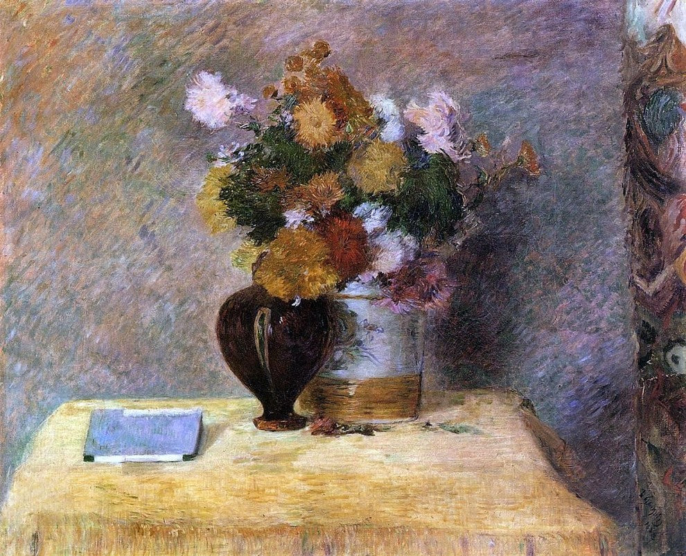 Paul Gauguin Flowers and Japanese Book, Gallery Wrapped Canvas Print, 20"x25"