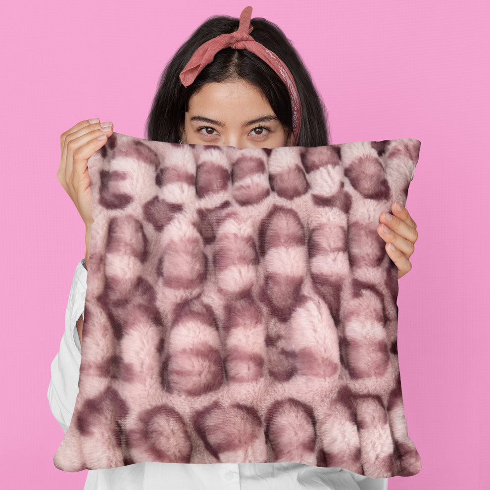 Plutus Pink Leopard Faux Fur Luxury Throw Pillow, Pink, 20" x 30" Queen