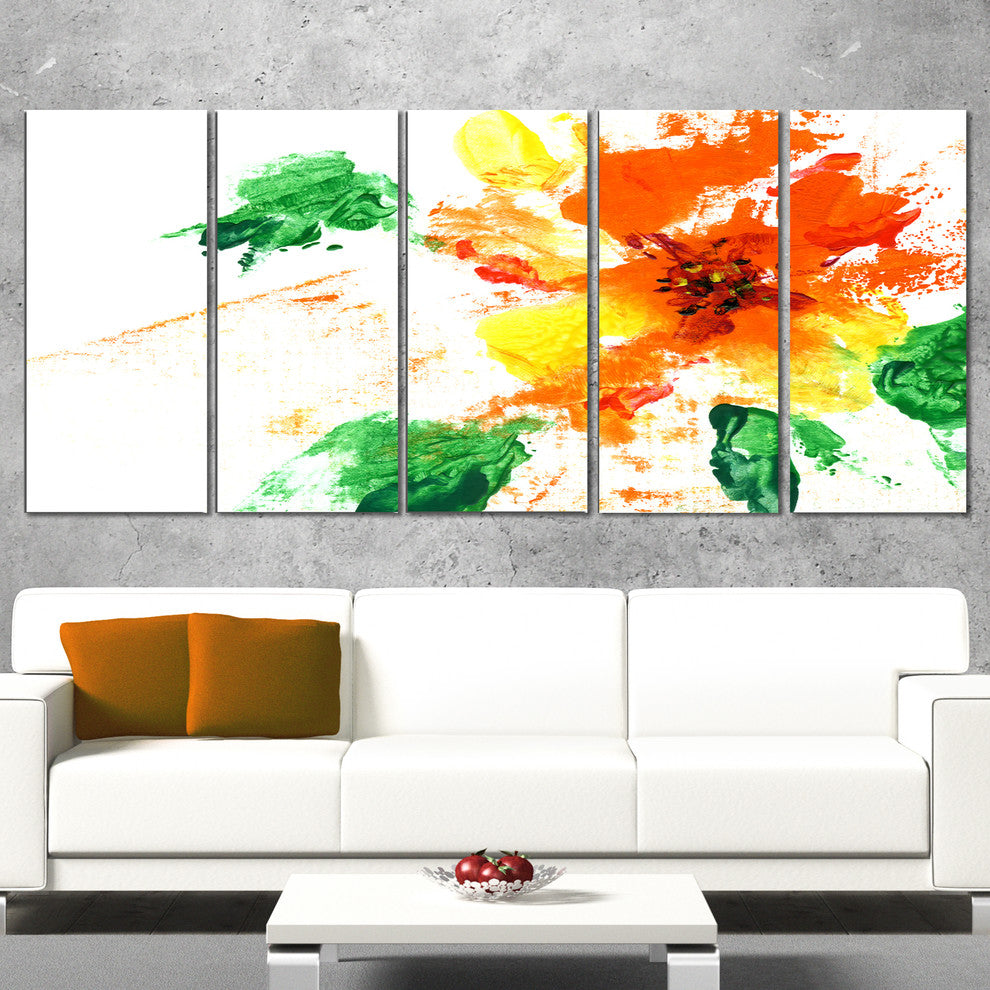"Painted Abstract Flower" Art Canvas Print, 5 Panels, 60"x28"