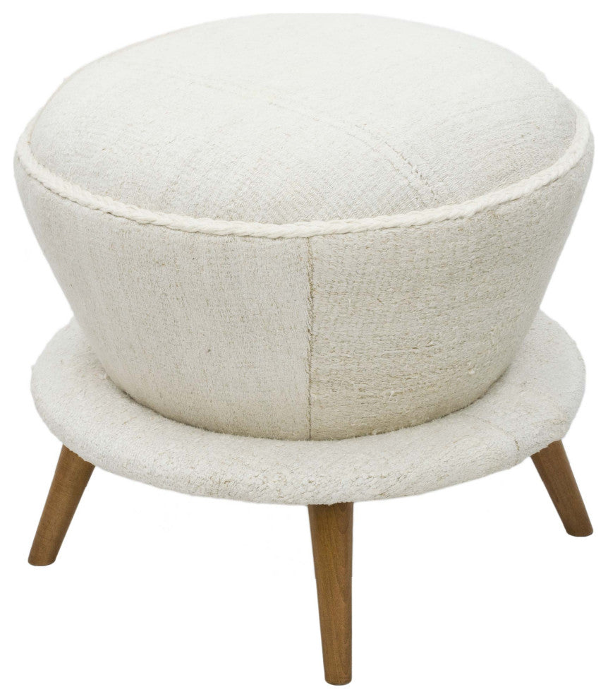 Vintage Hemp Kilim Upholstered Stool