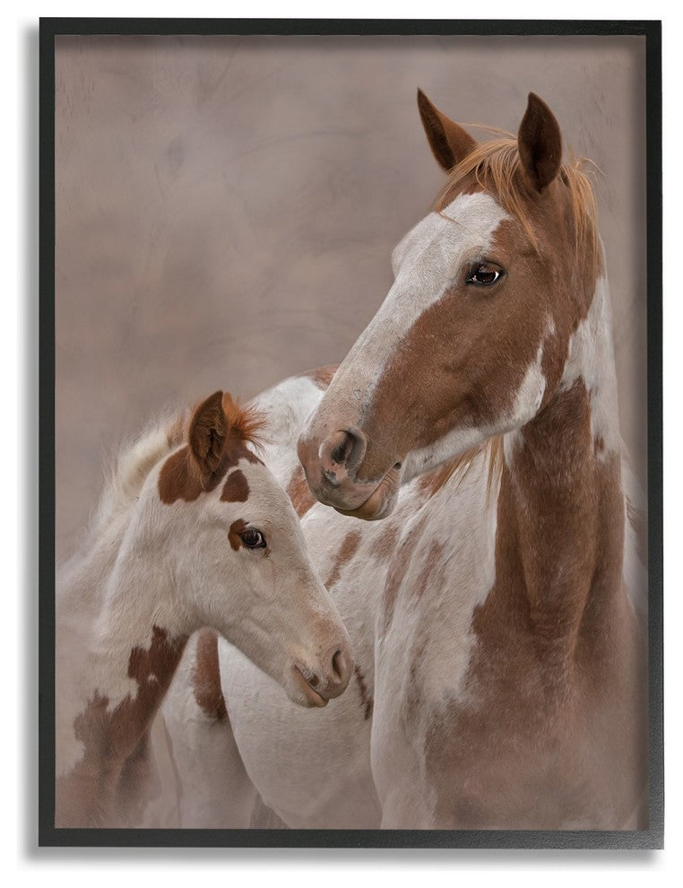 Horse Family Photograph Oversized Framed Giclee Texturized Art, 16"x20"