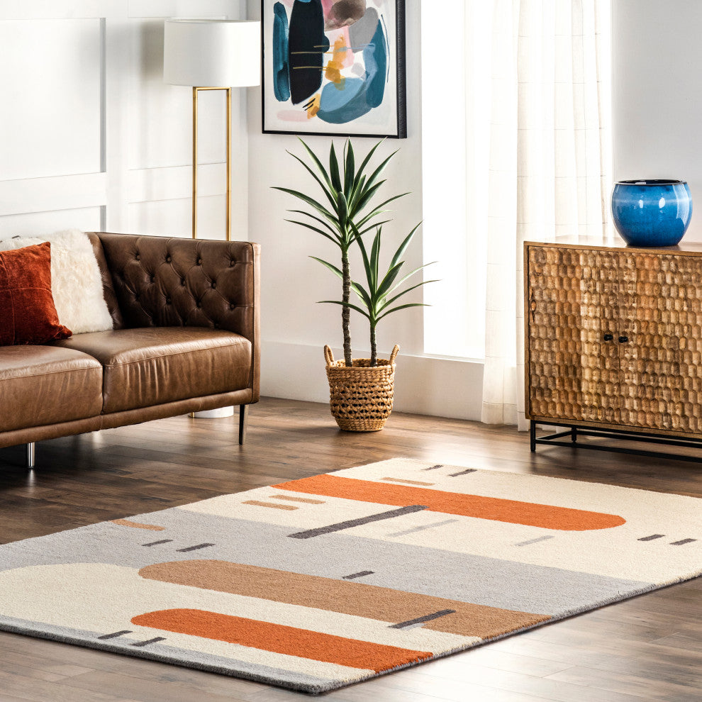 Nuloom Cori Wool Abstract Contemporary Area Rug, Peach 5'x8'