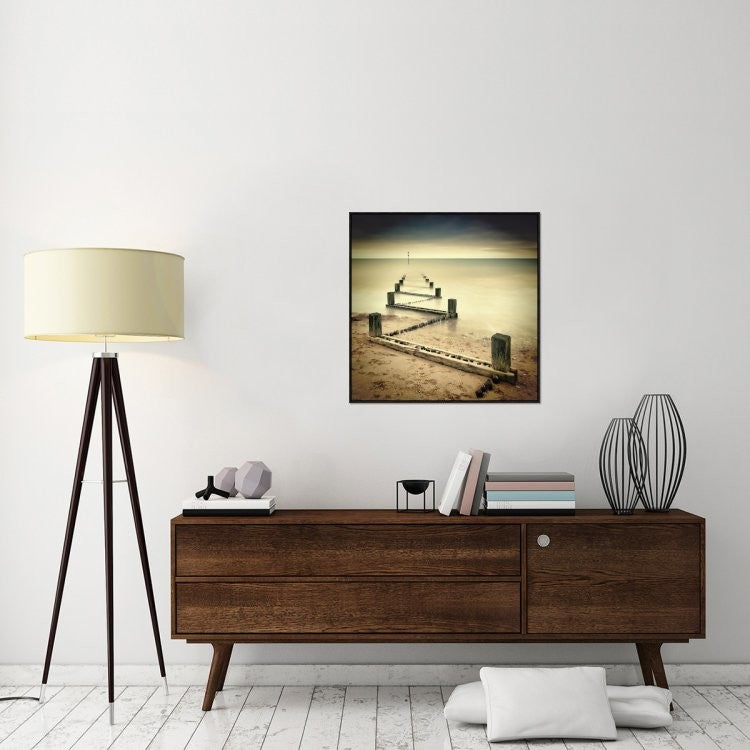 "Beach Memories" Framed Canvas Giclee by Michael Oates, 31x31"