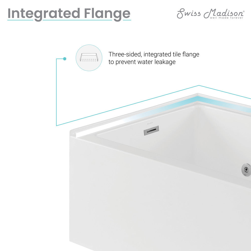 Avancer 60"x36" Alcove Whirlpool Bathtub With Apron, Left Hand Drain