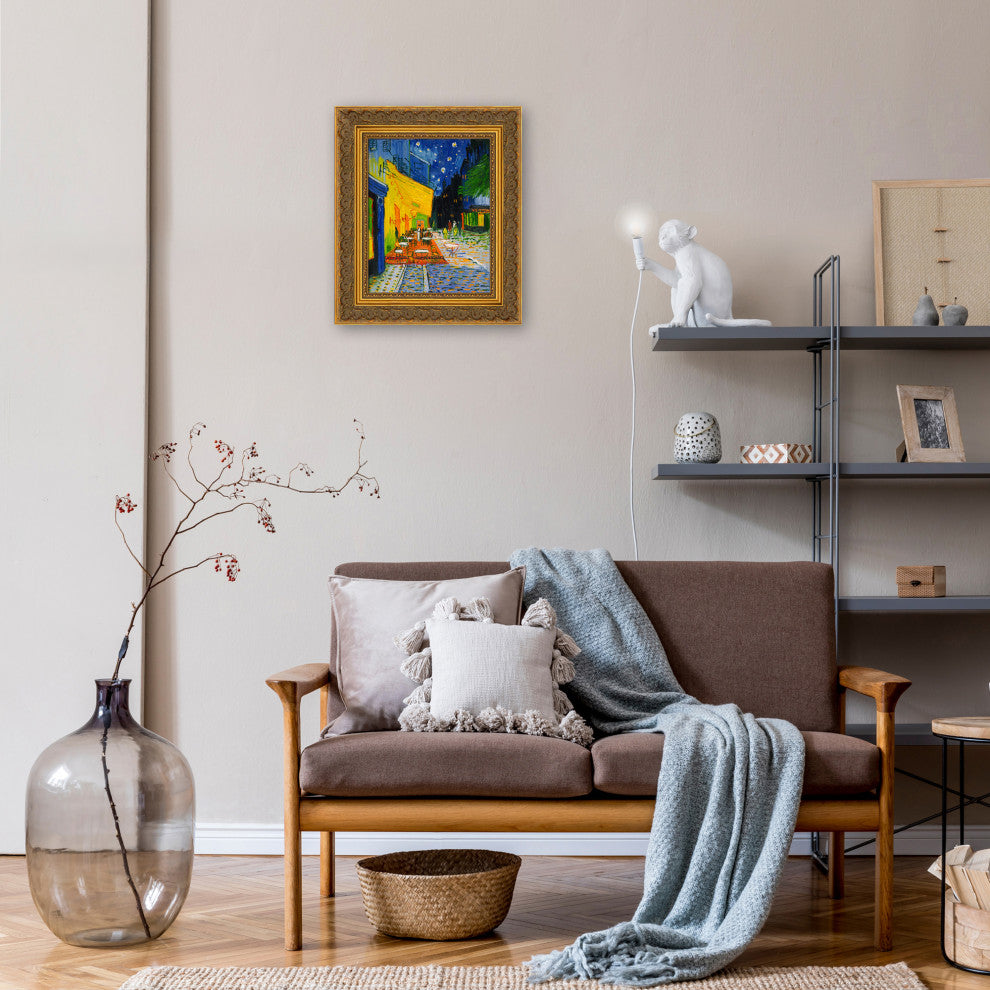 Cafe Terrace at Night, Baroque Antique Gold Frame