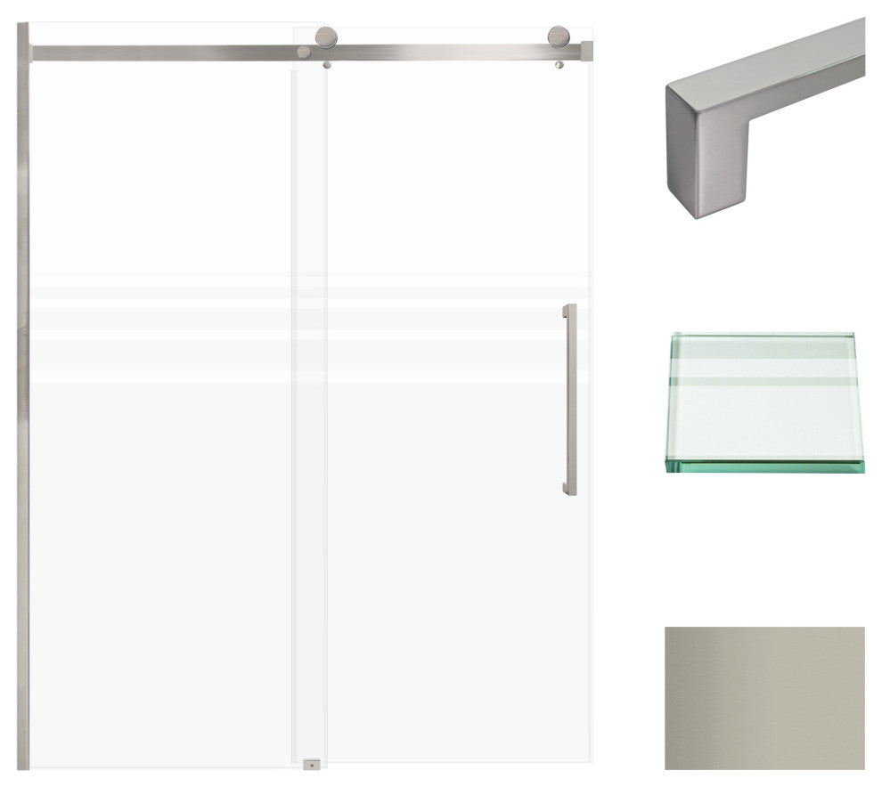 Madeline 60"x76" Frameless Shower Door with Fixed Panel in Brushed Stainless