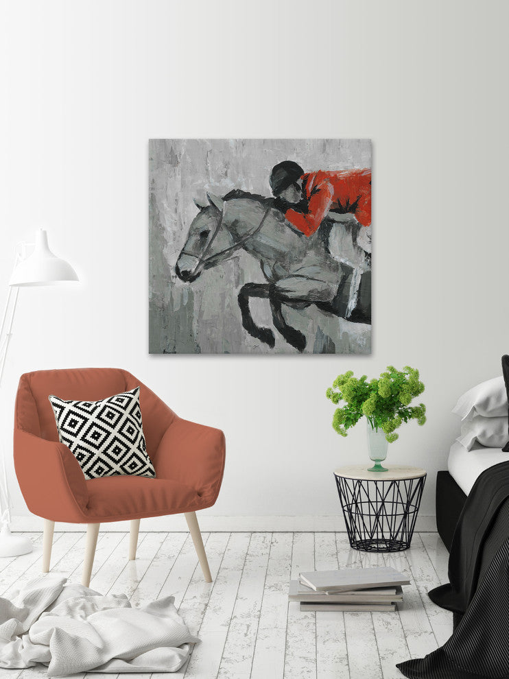 "Horseback Rider" Painting Print on Wrapped Canvas, 12"x12"