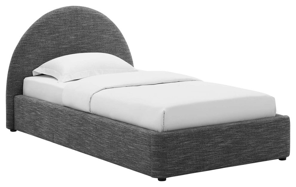 Resort Upholstered Fabric Arched Round Twin Platform Bed