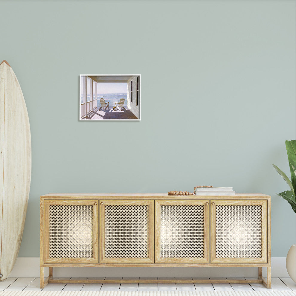 Porch Chairs Overlooking the Tide Realistic Painting, 20 x 16