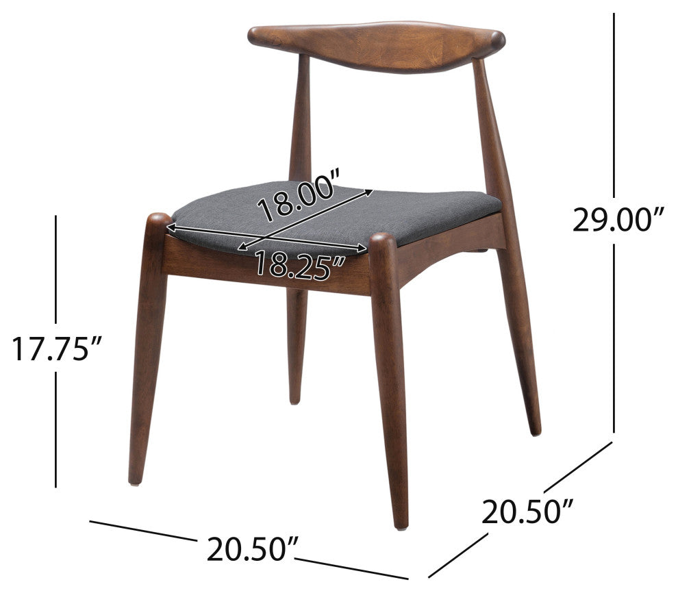 GDF Studio 5-Piece Francaise Mid Century Walnut Finish Dining Set, Charcoal