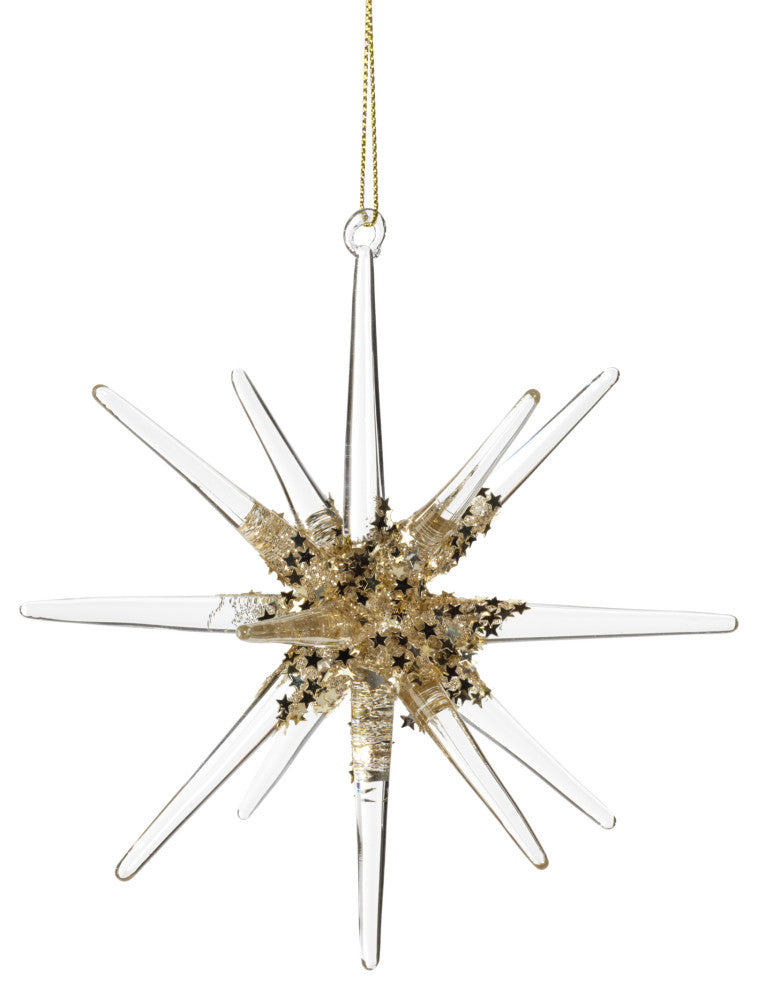 Snowflake Glass 3D Hanging Ornaments, Set of 4, Large