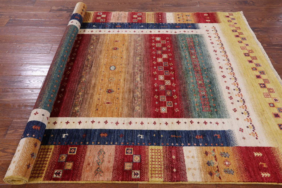 Hand Knotted Persian Gabbeh Tribal Rug 5' 6" X 7' 10" Q7305