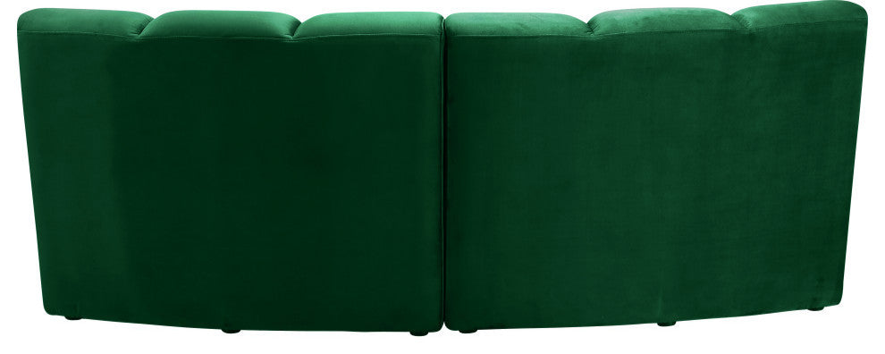 Infinity Channel Tufted Velvet Modular Chair, Green, 2 Piece