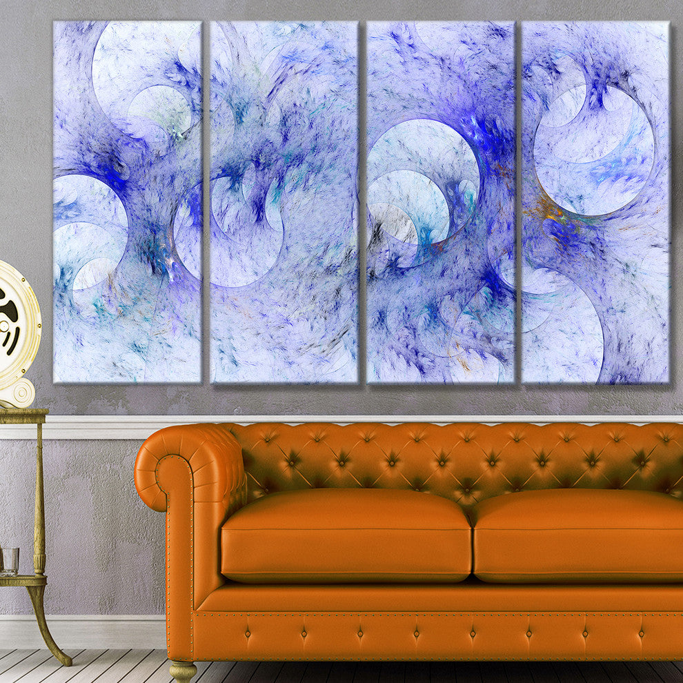 Light Blue Fractal Glass Texture, Abstract Canvas Art Print, 48"x28", 4 Panels