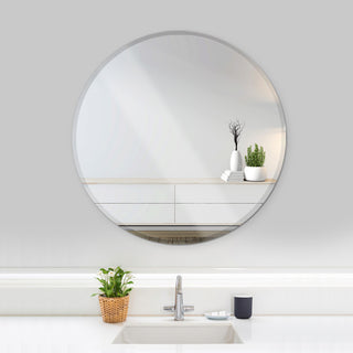 Round Beveled Polished Frameless Wall Mirror With Hooks, 18"
