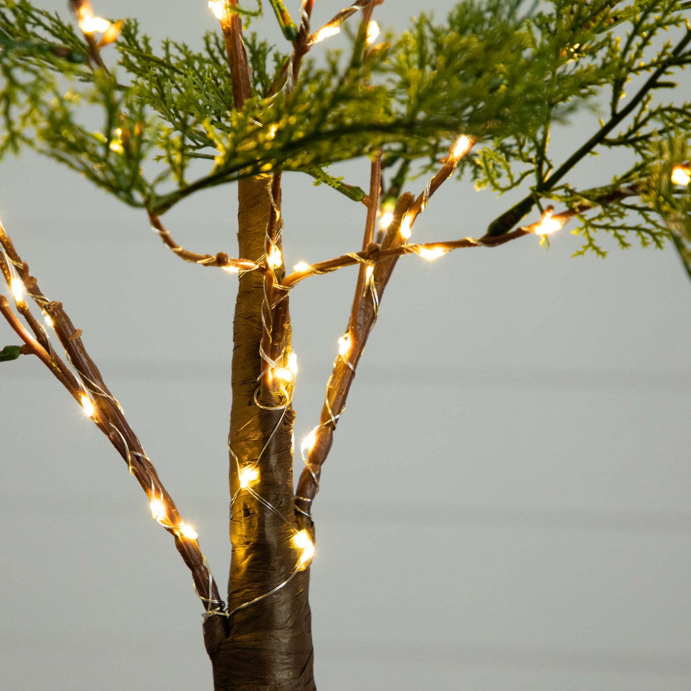 3ft. Lighted Artificial Cypress Tree With 120 Warm White LED Lights