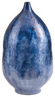 Enameled Modern Blue Iron Oval Vase Ombre Tall Large Contemporary Coastal