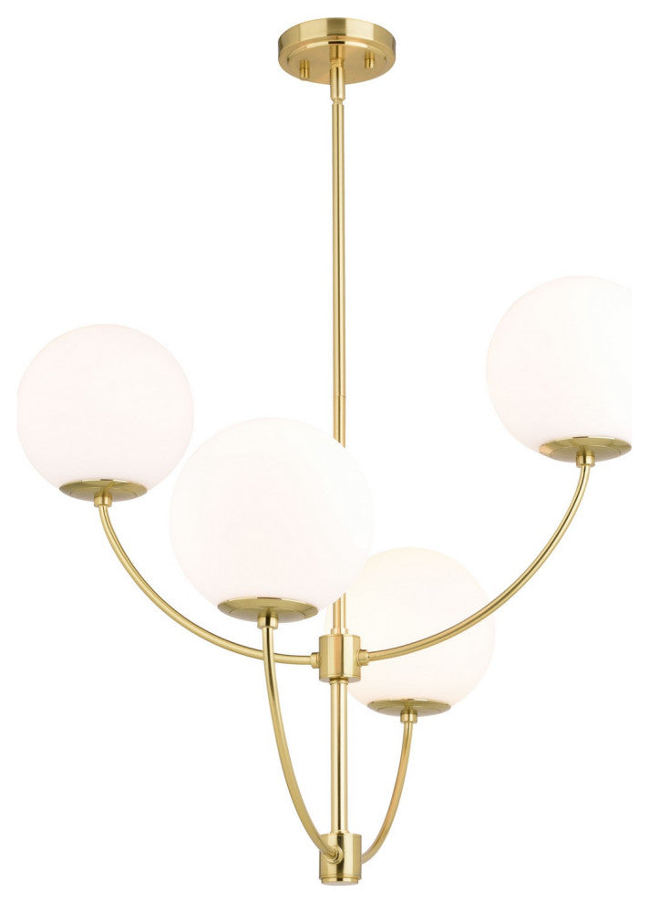 Avers Four Light Chandelier in Natural Brass