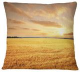 Large Field Under Cloudy Sky Landscape Printed Throw Pillow, 18"x18"