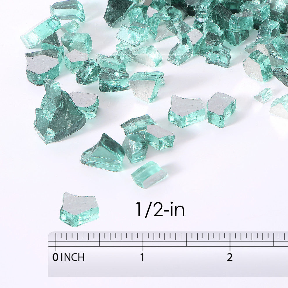 Empava 10 lbs. 1/2" Reflective Tempered Fire Glass for Gas Fire, Radiant Jade Gr