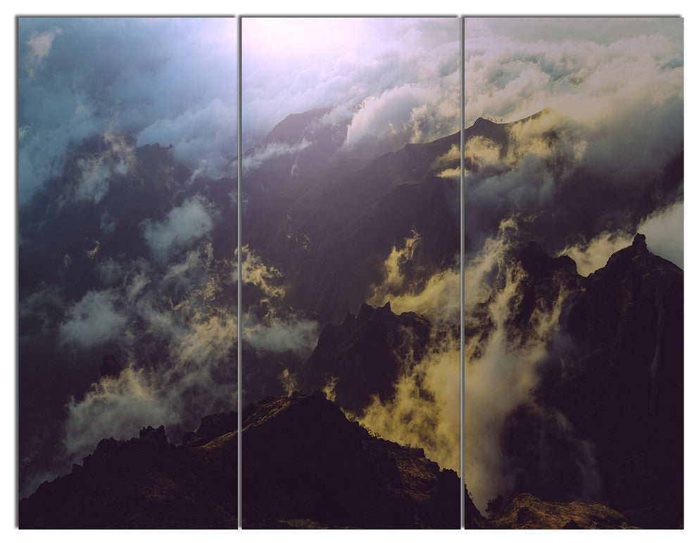 Mountain Above the Clouds View, Landscape Triptych Canvas Print, 36x28, 3 Panels