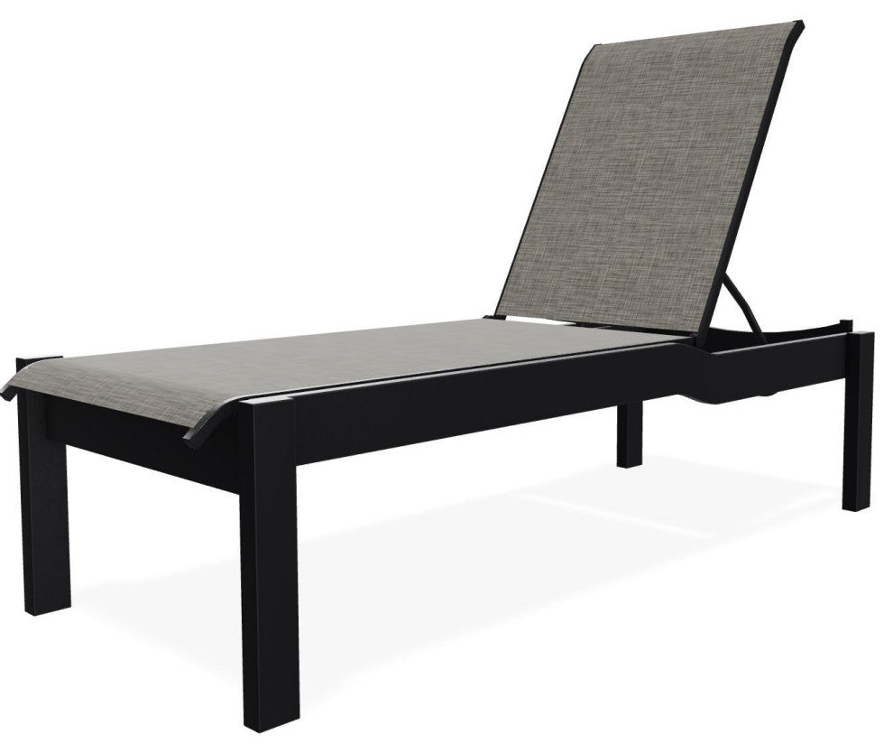 Leeward Sling Stackable Outdoor Chaise Lounge, Storm/Black