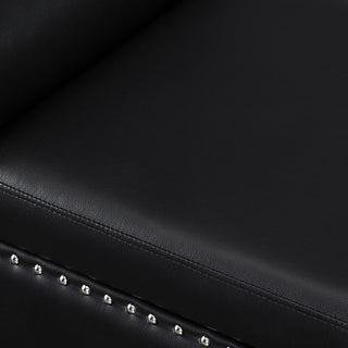Veber PU Leather Nailhead Trim Storage Ottoman Bench, Black
