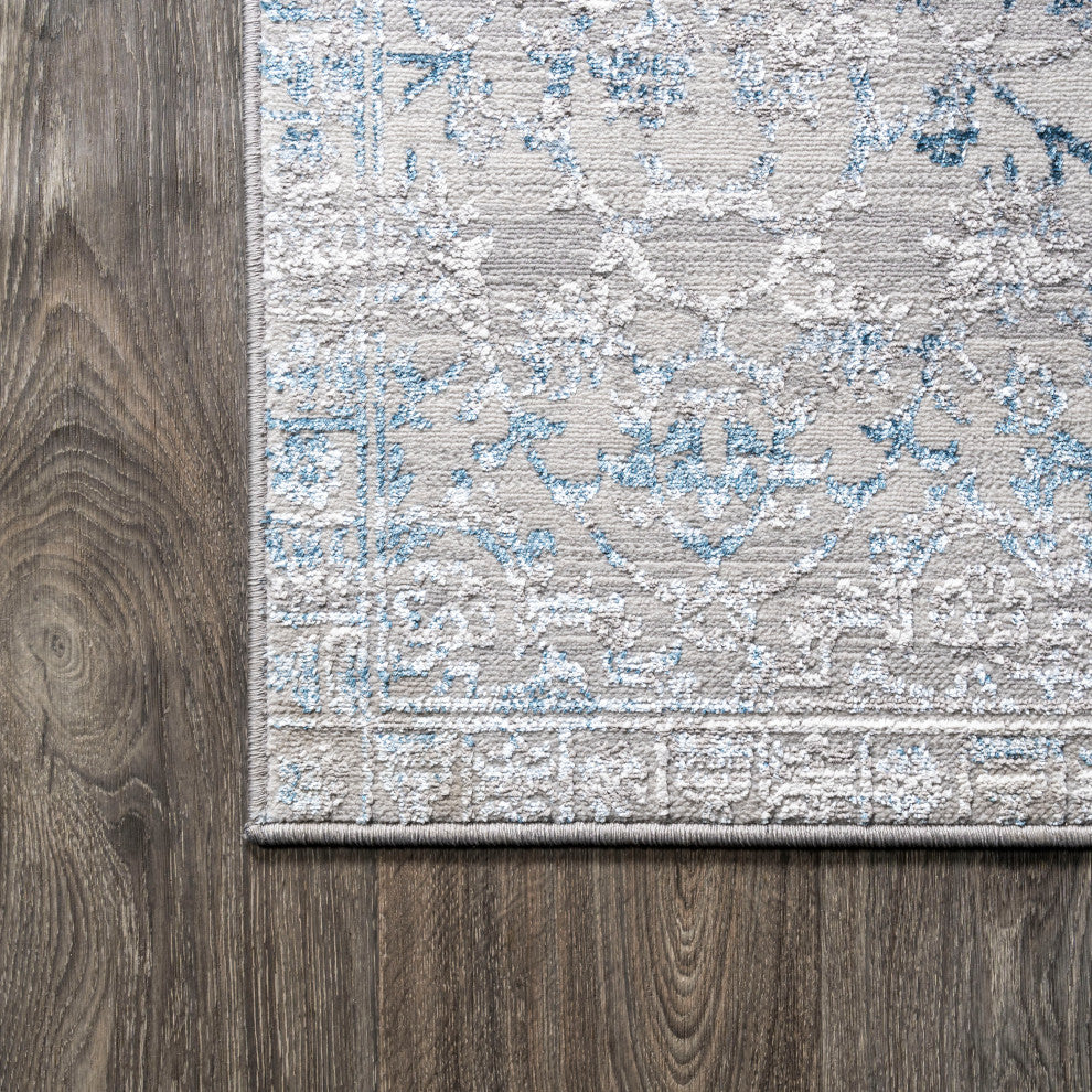 Tidal Modern Strie' Area Rug, Gray/Blue, 4 X 6