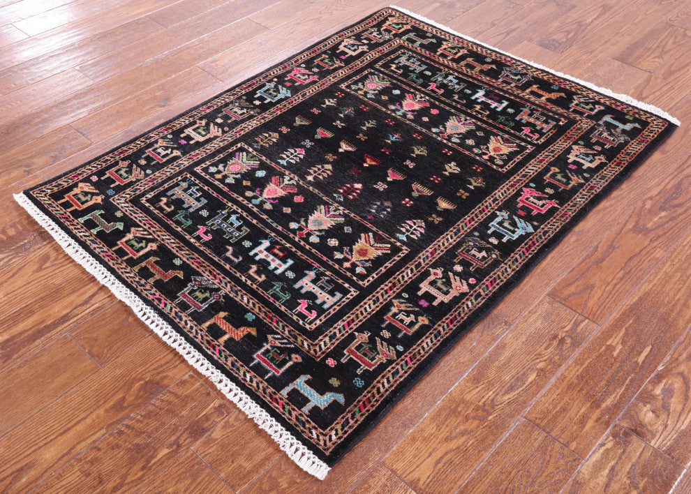 3' 5" X 4' 6" Tribal Persian Gabbeh Handmade Rug Q10102