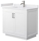 36" Single Bath Vanity White, White Cult. Marble Countertop, Sink, Nickel Trim
