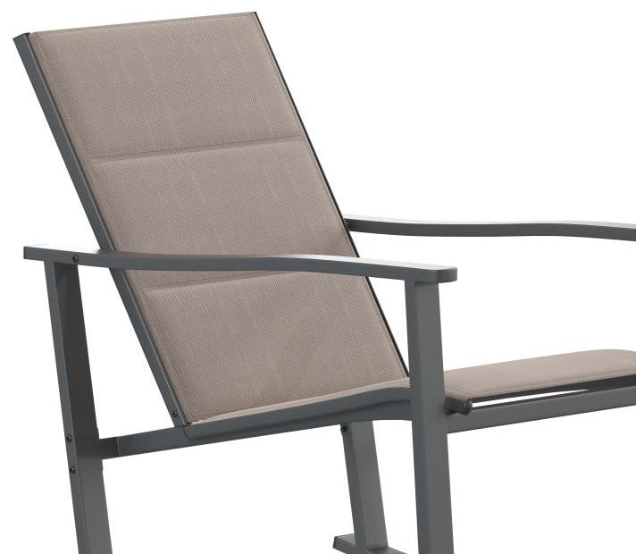 Set of 2 Outdoor Rocking Chairs with Flex Comfort Material and Metal Frame, Brown/Black