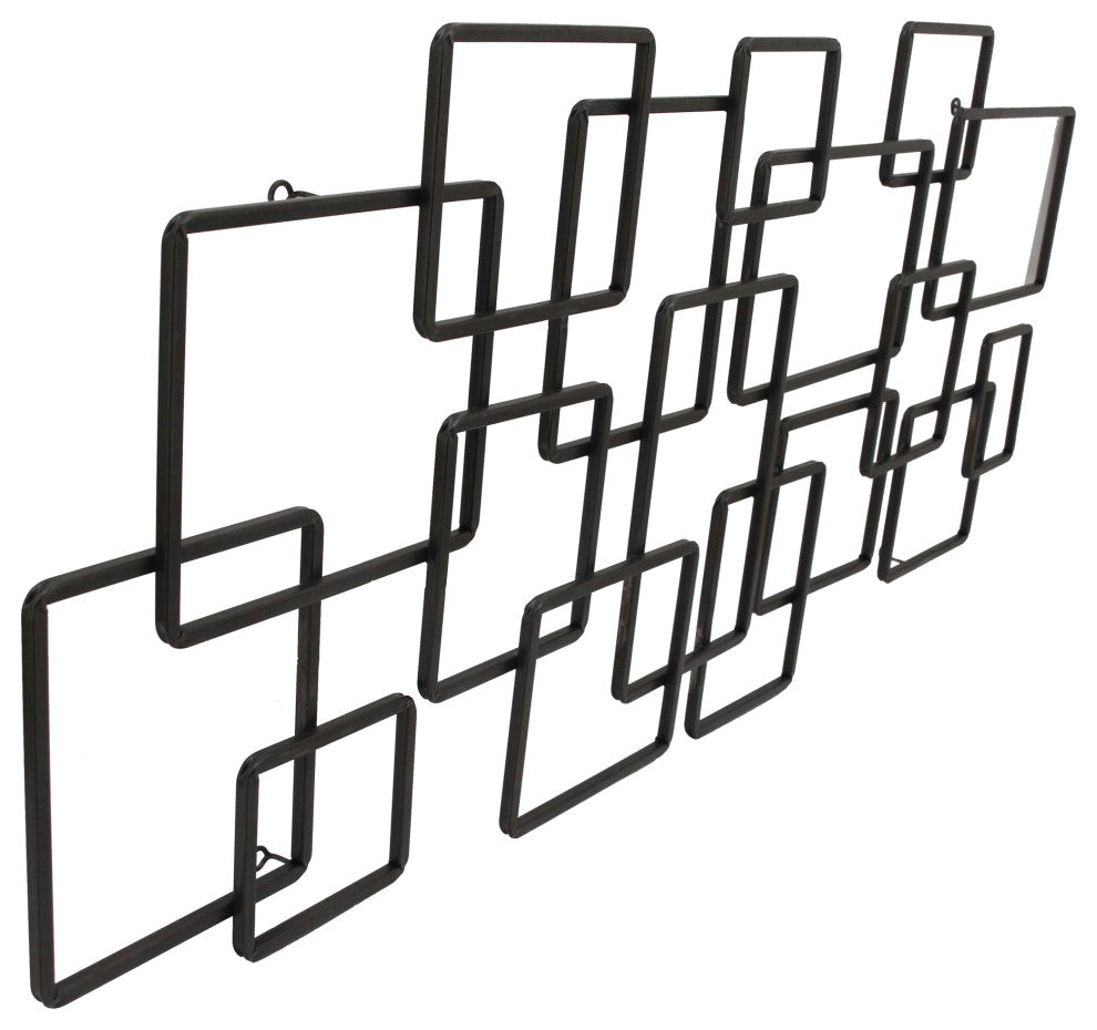Industrial Steel Squares Wall Dcor - Black