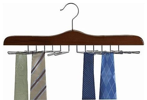 Wooden Tie Hanger, Walnut and Chrome