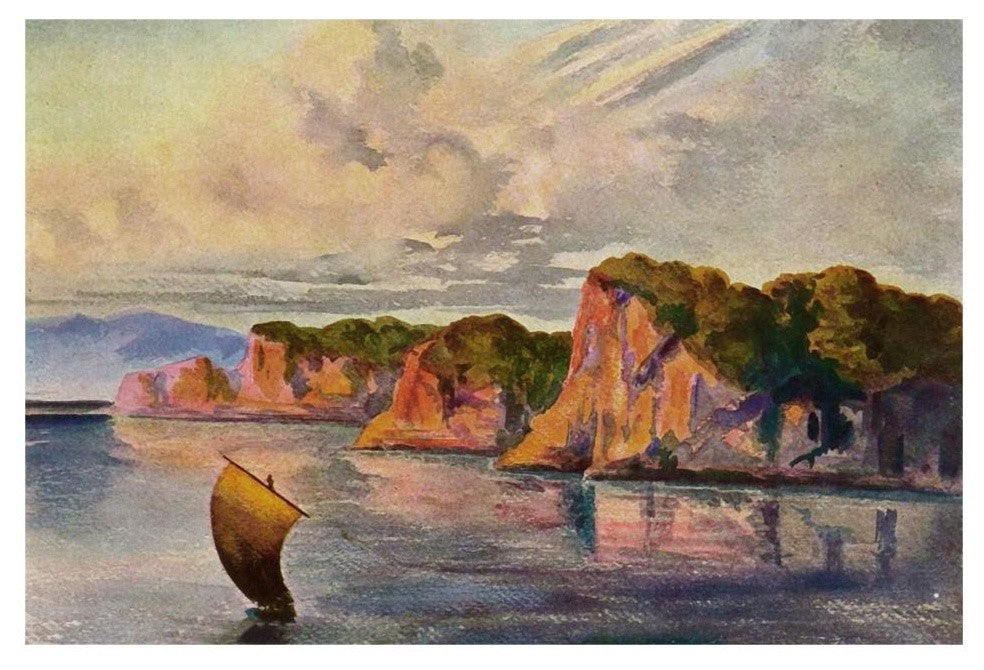 "Roten Lampen vom Ceylon, Ratu Pana, Laterit-Felsen" Paper Art, 32"x22"